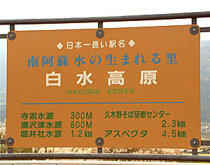 白水高原駅の駅名表示板