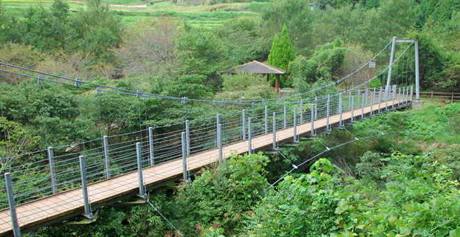 小平茶屋の所の吊り橋（自然公園つり橋）しかし、ここから渓谷には下りれない。