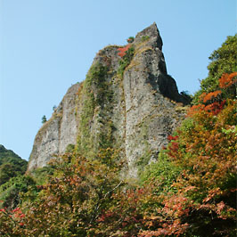 乳待坊（ちまちぼう）にて、巨岩の上にも１本の紅葉