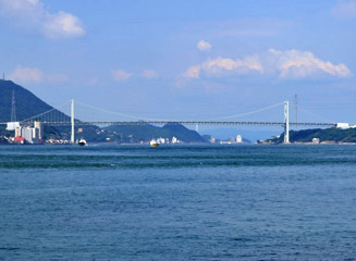 本州と九州を結ぶ関門橋（橋長：1068.0m）