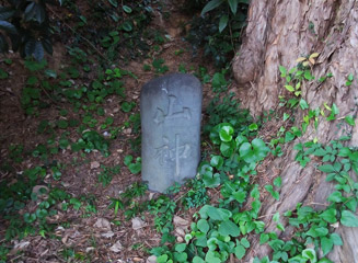 大槇の下にある「山神」の石碑