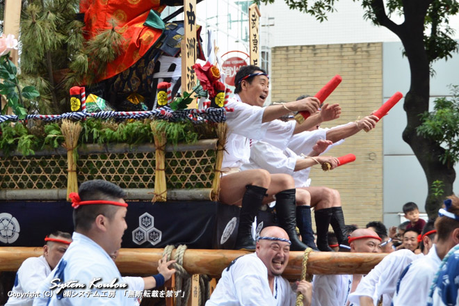 五番山笠 中洲流 舁山(かきやま) ゲストは歌手の五木ひろし さん