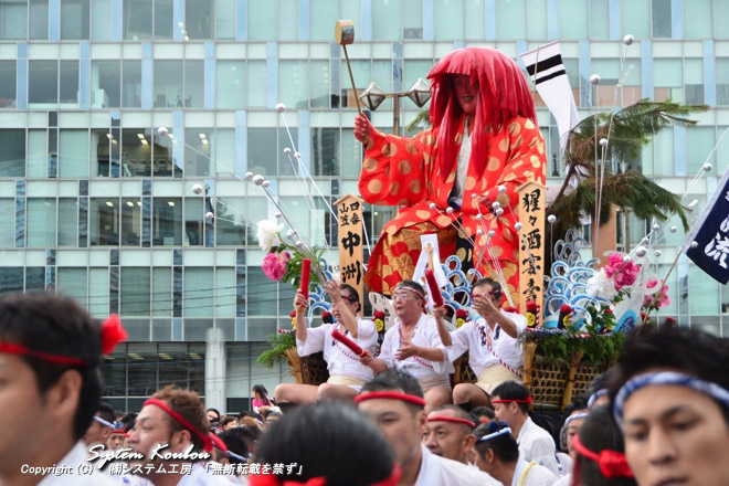 四番山笠(舁き山) 中洲流 人形師 溝口 堂央 【猩々酒宴壽(しょうじょうしゅえんのことぶき)】