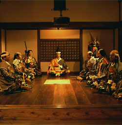 小倉城内部のリアルなカラクリ人形を使った作戦会議
